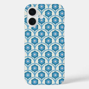 Groovyブルーとピンクの虹の花 iPhone 16ケース