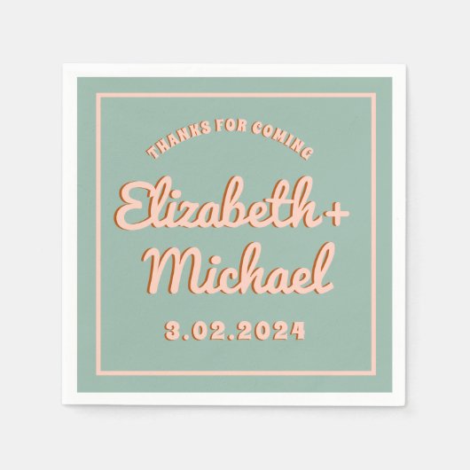 Groovyブルーはっきりしたピンクファンキー色 スタンダードカクテルナプキン (正面)