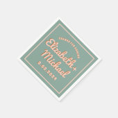 Groovyブルーはっきりしたピンクファンキー色 スタンダードカクテルナプキン (角)