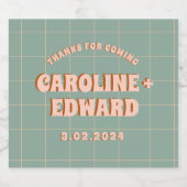 Groovyブルーはっきりしたピンクレッドファンキー スパークリングワインラベル (シングルラベル)