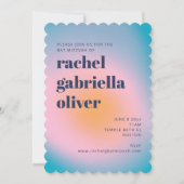 Groovyブルーグラデーションレトロ写真バルミツワー 招待状 (正面)