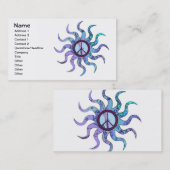 Groovyブルーサイケデリックトリップ（幻覚体験）のようなピースサイン 名刺 (正面/裏面)