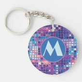 Groovyブルー&パープルディスコボールパーソナライズされた キーホルダー (正面)