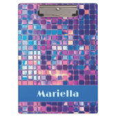 Groovyブルー&パープルディスコボールパーソナライズされた クリップボード (正面)