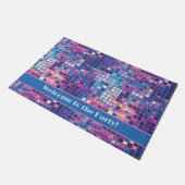 Groovyブルー&パープルディスコボールパーソナライズされた ドアマット (アングル)