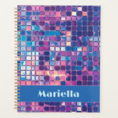 Groovyブルー&パープルディスコボールパーソナライズされた プランナー手帳 (正面)