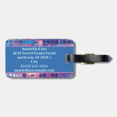 Groovyブルー&パープルディスコボールパーソナライズされた ラゲッジタグ (裏面横)