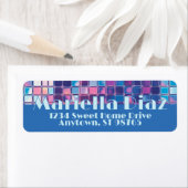 Groovyブルー&パープルディスコボールパーソナライズされた ラベル (インサイチュ)