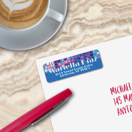 Groovyブルー&パープルディスコボールパーソナライズされた ラベル