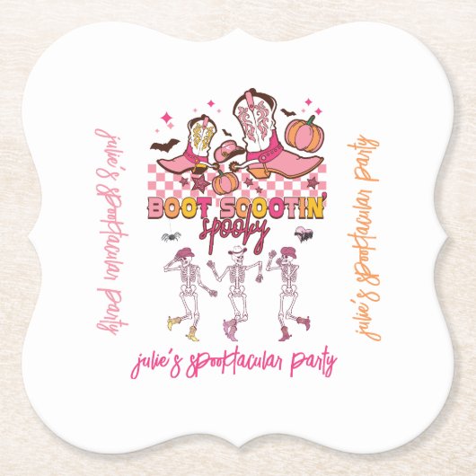 Groovyブートスコッティスケルトン不気味ハロウィンレトロ ペーパーコースター (正面)