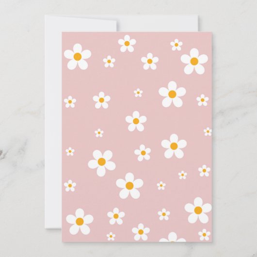 Groovyベビーシャワーピンクの女の子レトロレインボー1970s 招待状 (裏面)