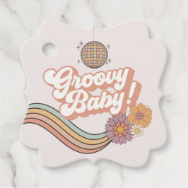Groovyベビーシャワーレトロメッセージカード フェイバータグ