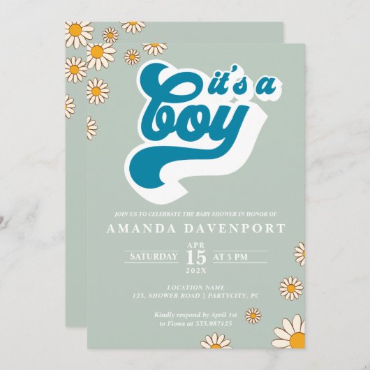 Groovyベビーシャワー招待状 招待状 (正面/裏面)