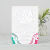 Groovyベビージェンダーのホイル招待状 箔招待状 (立ち正面)