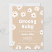 Groovyベビーデイジー70sレトロベビーシャワー 招待状 (正面)