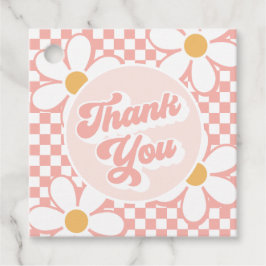 Groovyベビーピンクチェックデイジーありがとう フェイバータグ