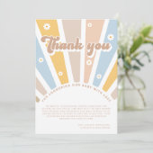 Groovyベビーピンクレトロベビーシャワーサンキュー サンキューカード (スタンド正面)