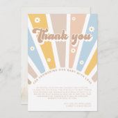 Groovyベビーピンクレトロベビーシャワーサンキュー サンキューカード (正面/裏面)