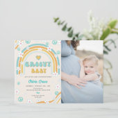 Groovyベビーレインボーベビーシャワーパーティー写真 招待状 (スタンド正面)