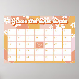 Groovyベビーレトロサンシャインベビーシャワー期日 ポスター