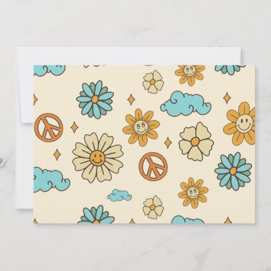 Groovyベビーレトロレインボーベビーシャワーパーティー写真 招待状 (裏面)