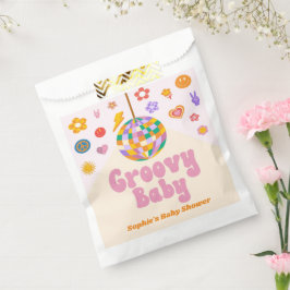 Groovyベビーレトロ70のディスコボールベビーシャワー フェイバーバッグ