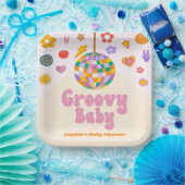 Groovyベビーレトロ70のディスコボールベビーシャワー ペーパープレート (パーティー)