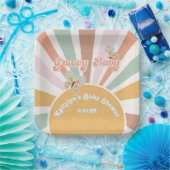 Groovyベビーレトロ70sヒッパイサンシャインピンクマスタード ペーパープレート (パーティー)