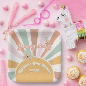 Groovyベビーレトロ70sヒッパイサンシャインピンクマスタード ペーパープレート (パーティー)