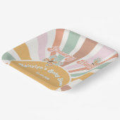 Groovyベビーレトロ70sヒッパイサンシャインピンクマスタード ペーパープレート (傾斜あり)