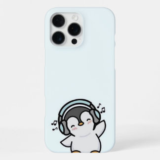 Groovyペンギン音楽愛好家の電話ケース – ライトブルー iPhone 16 pro maxケース