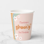 Groovyホワイトデイジー70の女の子の誕生日パーティー 紙コップ (裏面)
