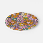 Groovyマクシマリストレトロガーデンギンガムフラワー ペーパープレート (アングル)