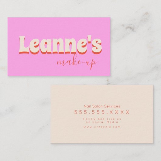 Groovyメイクはっきりしたアップサロン爪、 ネイルトレンディー 名刺 (正面/裏面)