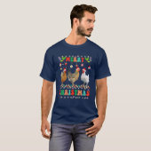 GroovyメリークリスマスチキンサンタハットライツXm Tシャツ (正面フル)