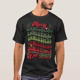 Groovyメリークリスマスレトロクリスマスマッチパジャマ Tシャツ