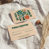 Groovyモダンカラフルレトロはっきりした結婚フローラ 出欠カード