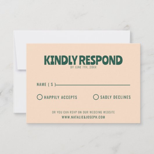 Groovyモダンカラフルレトロはっきりした結婚フローラ 出欠カード (正面)