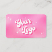 Groovyモダンピンクロゴメイクアップ爪、 ネイルサロンQRコード 名刺 (正面)