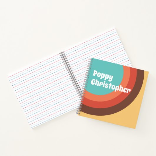 Groovyモダンレトロはっきりしたカーパーソナライズされたブ ノートブック (内部)