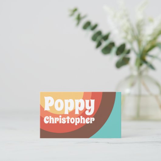 Groovyモダンレトロカラフルカーはっきりしたブ 名刺 (スタンド正面)