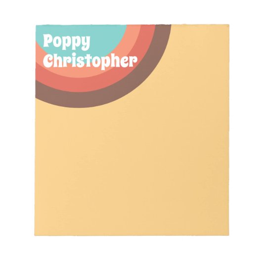 Groovyモダンレトロカラフルカーパーソナライズされたブ ノートパッド (正面)