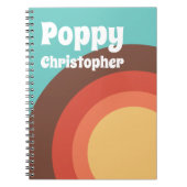 Groovyモダンレトロカラフルカーパーソナライズされたブ ノートブック (正面)