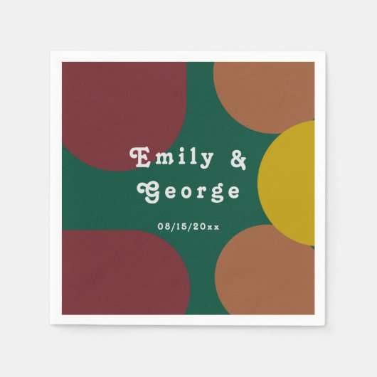 Groovyモダンレトロ70のトレンディー抽象芸術結婚 スタンダードカクテルナプキン (正面)
