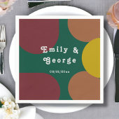 Groovyモダンレトロ70のトレンディー抽象芸術結婚 スタンダードカクテルナプキン