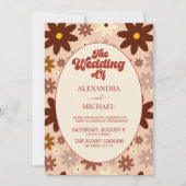 Groovyモダンレトロ70sフローラ結婚 招待状 (正面)