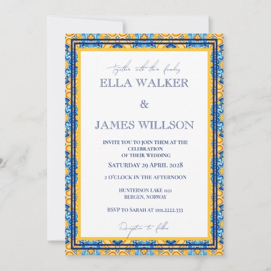 Groovyモロッコカスタマイズ結婚タイル 招待状 (正面)