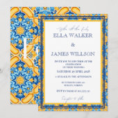 Groovyモロッコカスタマイズ結婚タイル 招待状 (正面/裏面)