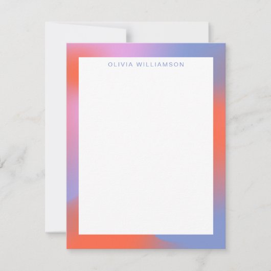 Groovyラベンダーパープルグラデーショパーソナライズされたン名 ノートカード (正面)