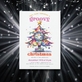 Groovyリトルクリスマスディスコツリークリスマスパーティー 招待状